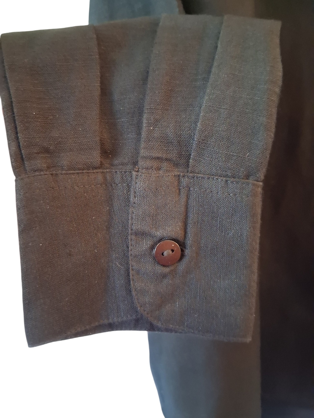 French Connection Black Linen Blend Button-Down Blouse - Picture 5 of 6